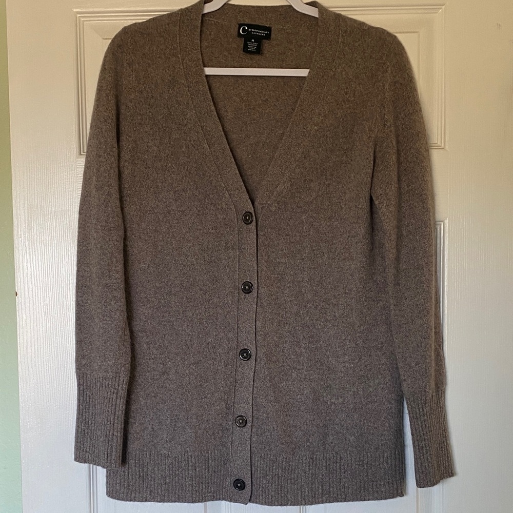 Bloomingdale's Taupe Cardigan Sweater